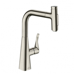 Смеситель для кухни Hansgrohe Metris Select 240 2jet sBox с вытяжным душем, стальной (73817800)