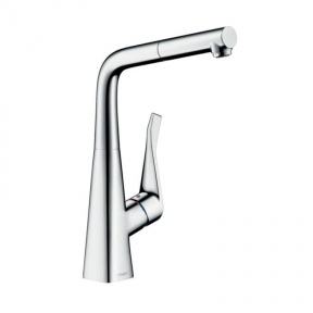 Смеситель для кухни Hansgrohe Metris M71 320 1jet с вытяжным изливом, хром (14821000)