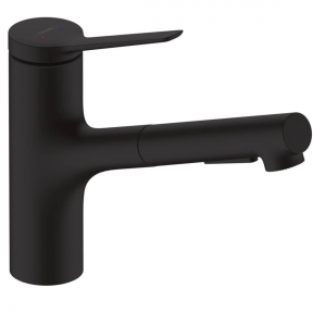 Змішувач для кухні Hansgrohe Zesis M33 150 2jet з витяжним зливом, Matt Black (74800670)