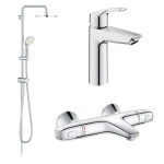 Набор смесителей для ванны Grohe Eurosmart New, Grohtherm 1000 3 в 1 (UA34102TS0)